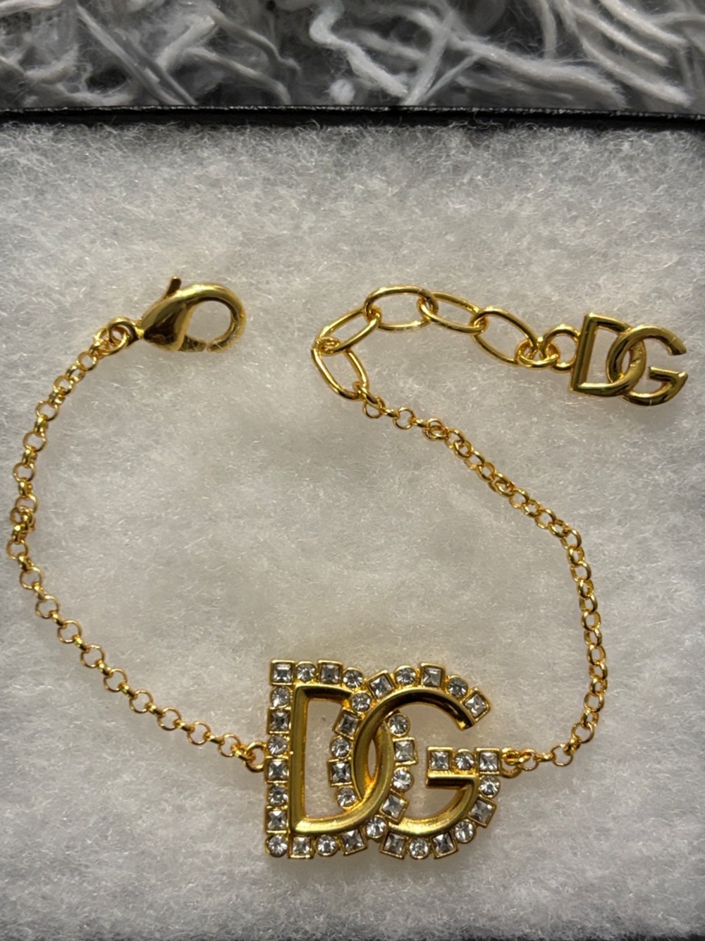 Dolce & Gabbana Gold-Tone & Diamond Logo Bracelet